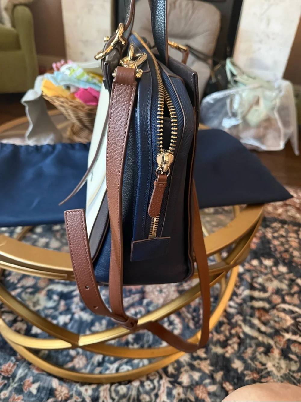 Cole Haan three-Tone Leather Tote - Brown & White